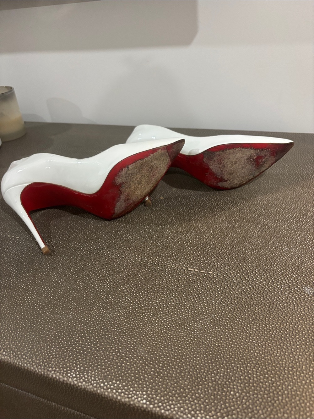 Christian Louboutin White Patent Pointed-Toe Pumps - Picture 5 of 5